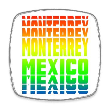 Monterrey Mexiko Regenbogen Design - Viereckiger Kühlschrankmagnet - Weiß - Vorne