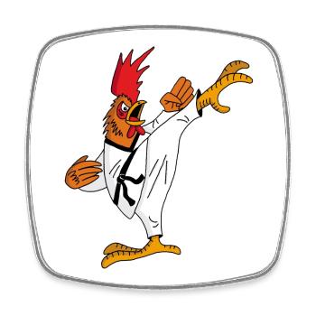 Hahn und Karate - Viereckiger Kühlschrankmagnet - Weiß - Vorne