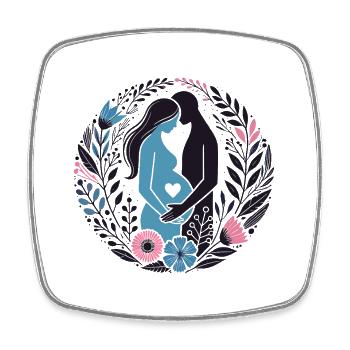 Expecting Parents Pregnancy Maternity Floral Gifts - Square fridge magnet - white - Front