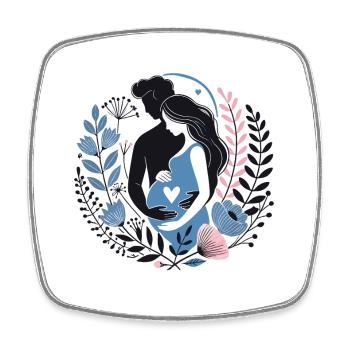 Expecting Parents Embrace Heart Love Flower Design - Square fridge magnet - white - Front