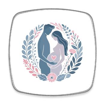 Expecting Parent Love Floral Pregnant Announcement - Square fridge magnet - white - Front