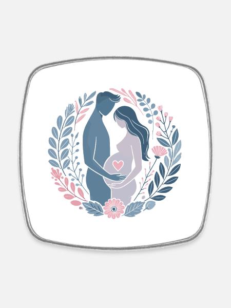 Expecting Parent Love Floral Pregnant Announcement - Square fridge magnet - white