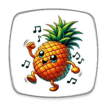 Pineapple Dances Music - Square fridge magnet - white - Front