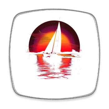 Segeln Retrowave - Viereckiger Kühlschrankmagnet - Weiß - Vorne
