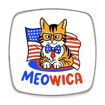 Katze amerikanische Flagge 4. Juli - Viereckiger Kühlschrankmagnet - Weiß - Vorne