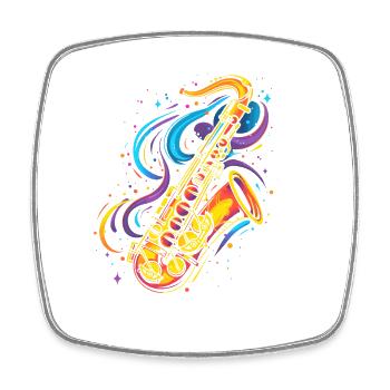Saxophone Cartoon Look - Square fridge magnet - white - Front