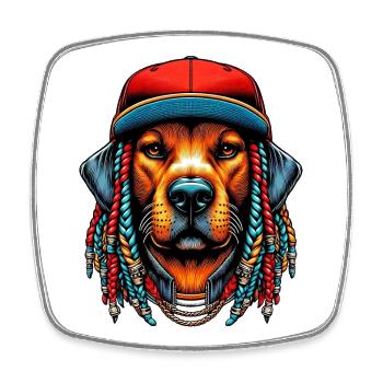 Hund - Viereckiger Kühlschrankmagnet - Weiß - Vorne