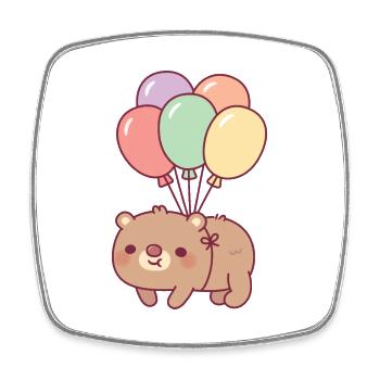 Cute Brown Bear and Balloons - Square fridge magnet - white - Front