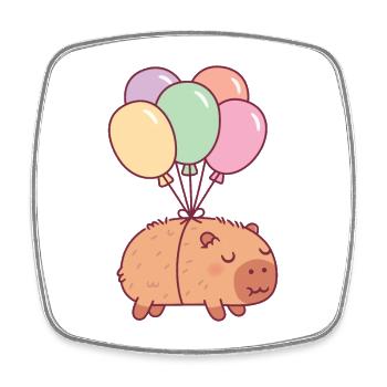 Süßes Capybara mit Luftballons - Viereckiger Kühlschrankmagnet - Weiß - Vorne