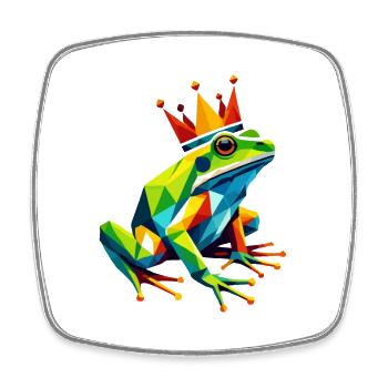 Geometric Polygon Colorful Frog King Queen Art - Square fridge magnet - white - Front