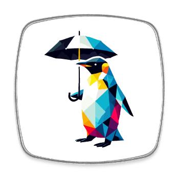 Colorful Geometric Penguin Umbrella Polygon Art - Square fridge magnet - white - Front