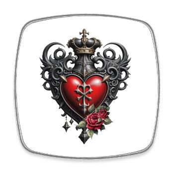 Elegantes Gothic Herz - Viereckiger Kühlschrankmagnet - Weiß - Vorne