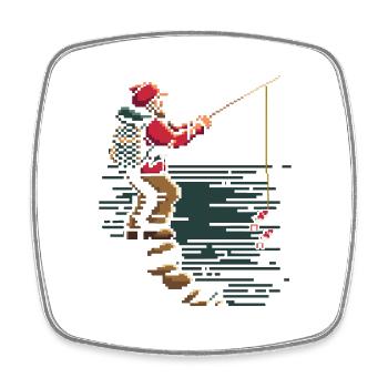 Fishing Pixel Graphic - Square fridge magnet - white - Front