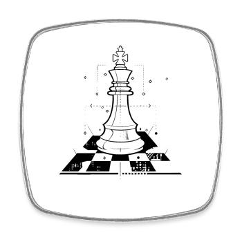 Chess Pieces Drawing - Square fridge magnet - white - Front