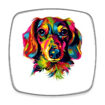 Teckel, Teckel, Teckel miniature, Dachshund Club, Teckel - Magnet carré - blanc - Devant