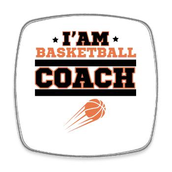 Basketball-Trainer - Viereckiger Kühlschrankmagnet - Weiß - Vorne