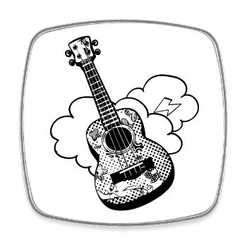 Ukulele Cartoon - Viereckiger Kühlschrankmagnet - Weiß - Vorne