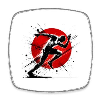 Dynamic Runner Athletic Sports Enthusiast Design - Square fridge magnet - white - Front