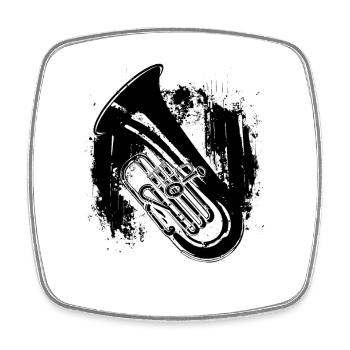 Tuba Drawing - Square fridge magnet - white - Front