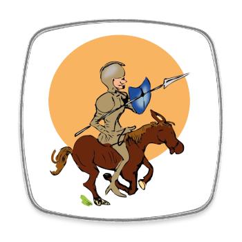 Ritter auf Pferd - Viereckiger Kühlschrankmagnet - Weiß - Vorne