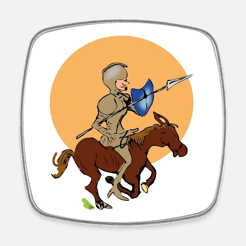 Chevalier à cheval - Magnet carré - blanc