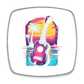 Ukulele 80er Jahre Look - Viereckiger Kühlschrankmagnet - Weiß - Vorne