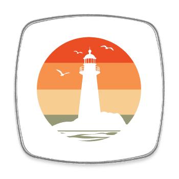 Leuchtturm im Sonnenuntergang - Viereckiger Kühlschrankmagnet - Weiß - Vorne