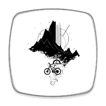 Mountain Bike Cyclist Sketch - Square fridge magnet - white - Front