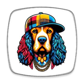 Chien - Magnet carré - blanc - Devant