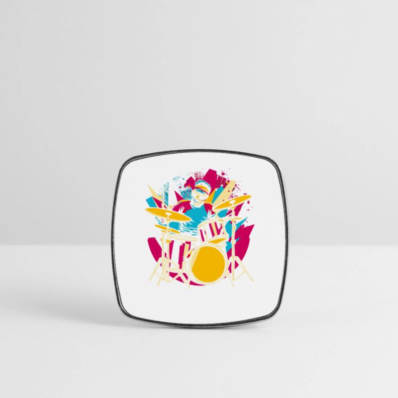 Drummer Synthwave Square fridge magnet