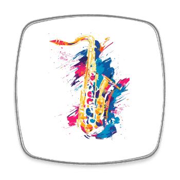 Saxophone Graffiti - Square fridge magnet - white - Front