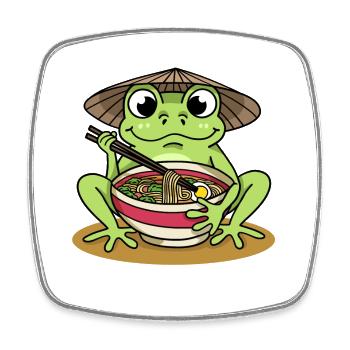 Frosch Ramen - Viereckiger Kühlschrankmagnet - Weiß - Vorne
