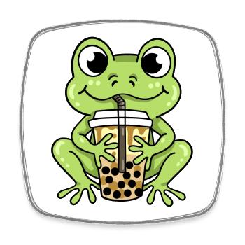 Frosch Bubble Tea - Viereckiger Kühlschrankmagnet - Weiß - Vorne