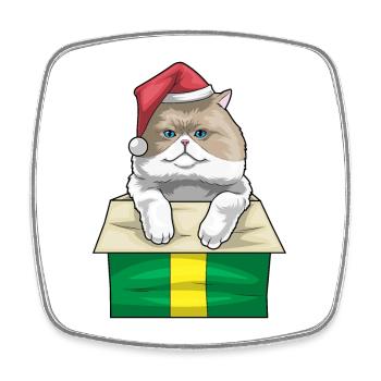 Persische Katze Weihnachten Weihnachtsmütze - Viereckiger Kühlschrankmagnet - Weiß - Vorne
