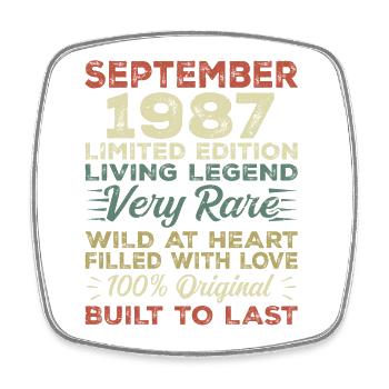 Birthday September 1987 Limited Edition Original - Square fridge magnet - white - Front