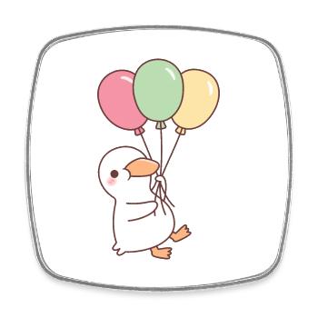 Canard blanc mignon avec des ballons - Magnet carré - blanc - Devant
