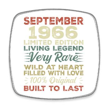 Birthday September 1966 Limited Edition Original - Square fridge magnet - white - Front