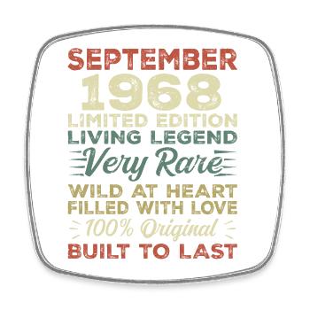 Birthday September 1968 Limited Edition Original - Square fridge magnet - white - Front