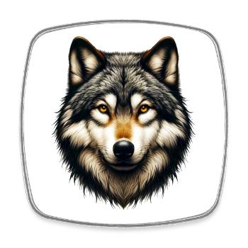 Wolf - Square fridge magnet - white - Front