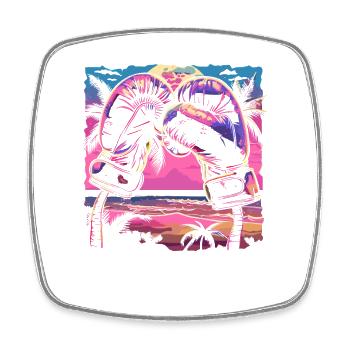 Gants de boxe Retrowave - Magnet carré - blanc - Devant