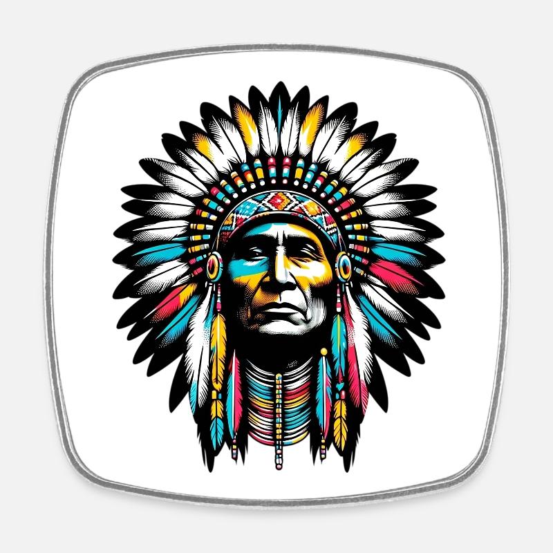 American Indian American - Square fridge magnet - white