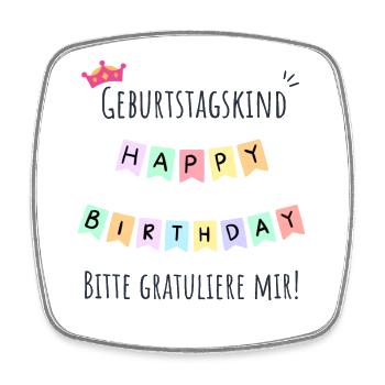 Geburtstagskind Girlande Design - Viereckiger Kühlschrankmagnet - Weiß - Vorne