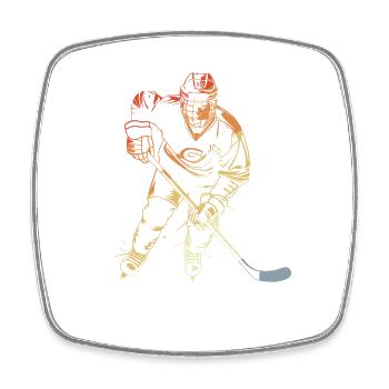 Eishockeyspieler Retro Stil - Viereckiger Kühlschrankmagnet - Weiß - Vorne