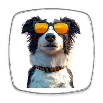 border collie chien amoureux chiot mignons collies - Magnet carré - blanc - Devant