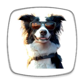 border collie chien amoureux chiot mignons collies - Magnet carré - blanc - Devant