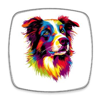 Border Collie Popart Rainbow Colors Colorful Dogs - Square fridge magnet - white - Front