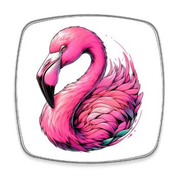Flamant - Magnet carré - blanc - Devant