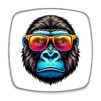 Gorillas with sunglasses - Square fridge magnet - white - Front