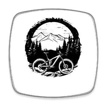 Mountain Biker Drawing - Square fridge magnet - white - Front