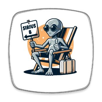 Alien « Sirius B » Guide de l’auto-stoppeur Illustration de dessin animé - Magnet carré - blanc - Devant